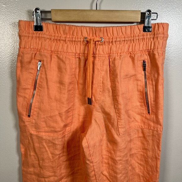 Athleta Cabo Linen Jogger Pants Size 6 Cactus Peach Coral Travel Beach Coastal - Picture 4 of 11